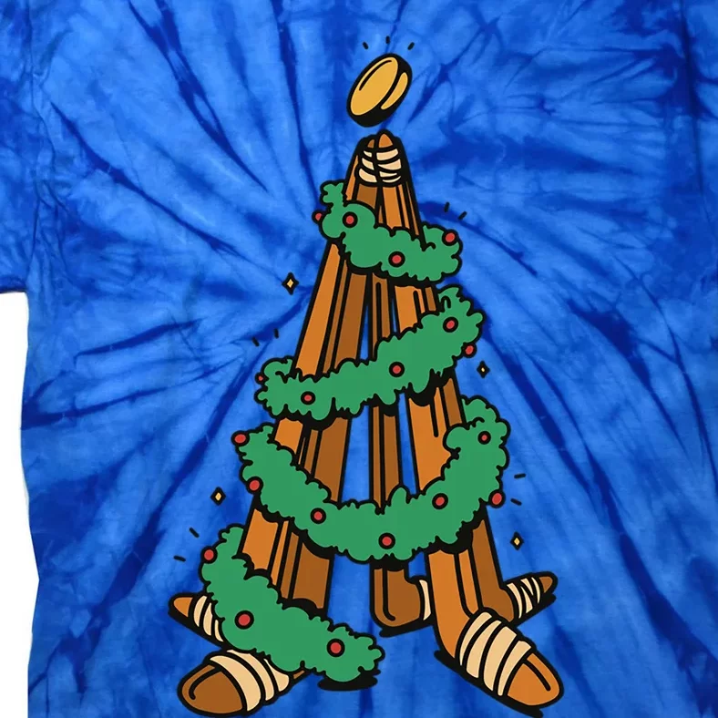 Christmas Tree Hockey Sticks Hocker Player Christmas Santa Gift Tie-Dye T-Shirt