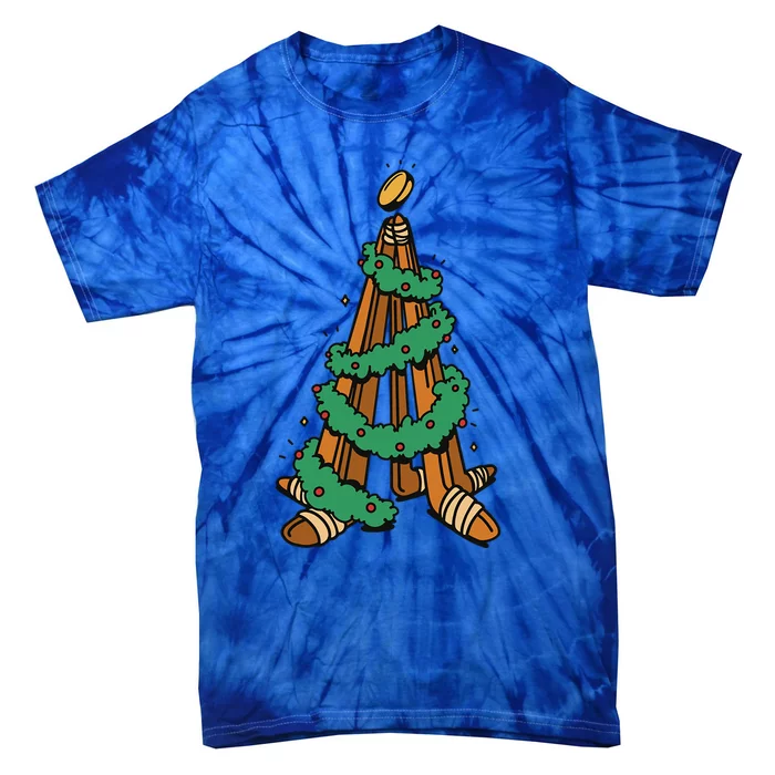 Christmas Tree Hockey Sticks Hocker Player Christmas Santa Gift Tie-Dye T-Shirt