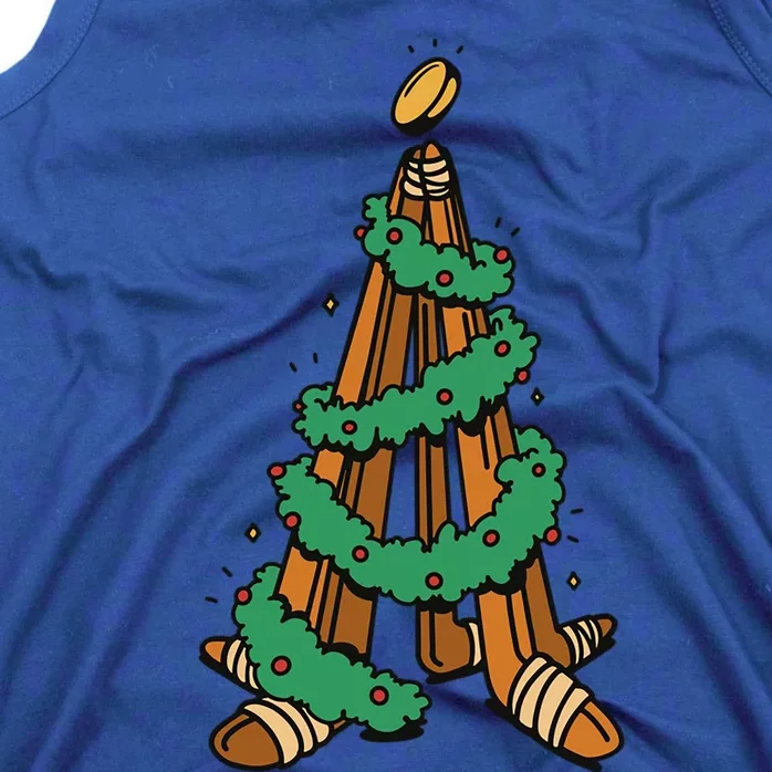 Christmas Tree Hockey Sticks Hocker Player Christmas Santa Gift Tank Top