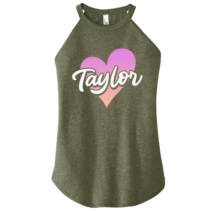 Customized Taylor Heart I Love Taylor First Name Women’s Perfect Tri Rocker Tank