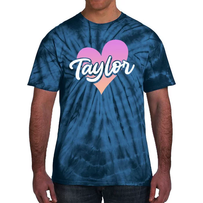 Customized Taylor Heart I Love Taylor First Name Tie-Dye T-Shirt