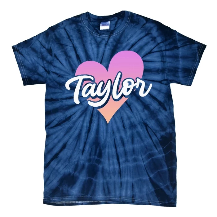 Customized Taylor Heart I Love Taylor First Name Tie-Dye T-Shirt