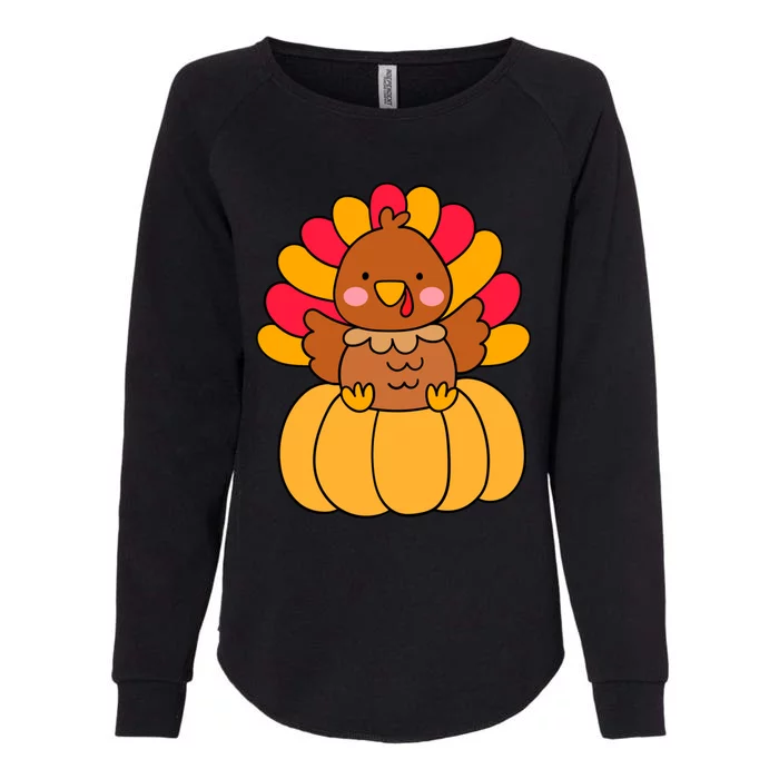 Cute Turkey Happy Thanksgiving Day Harvest Festival Gift Womens California Wash Sweatshirt