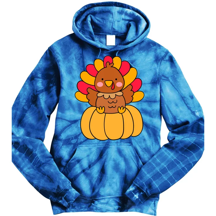 Cute Turkey Happy Thanksgiving Day Harvest Festival Gift Tie Dye Hoodie