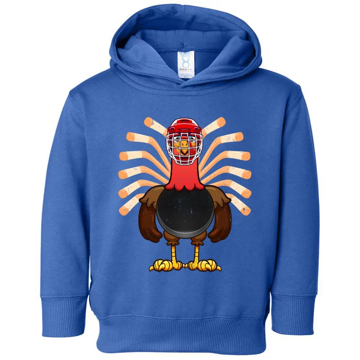 Cool Thanksgiving Hockey Gobble Player Turkey Thankful Funny Gift Toddler Hoodie