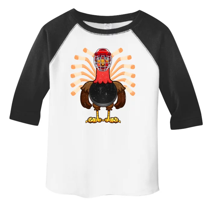 Cool Thanksgiving Hockey Gobble Player Turkey Thankful Funny Gift Toddler Fine Jersey T-Shirt