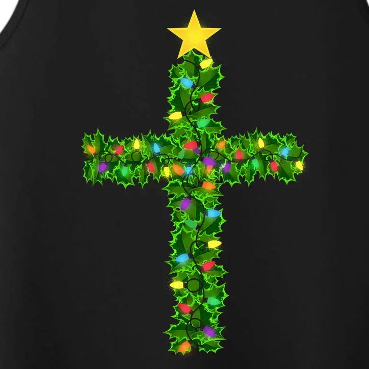 Christmas Tree Holly Cross Performance Tank