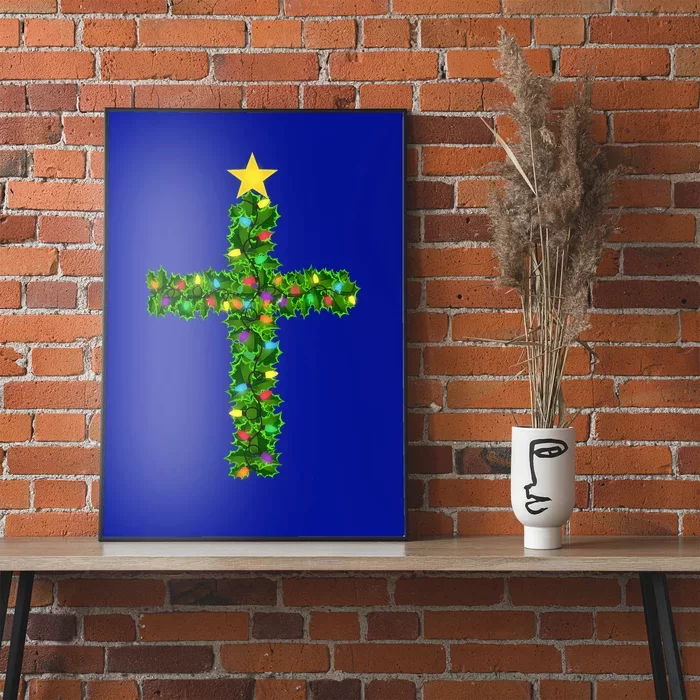 Christmas Tree Holly Cross Poster