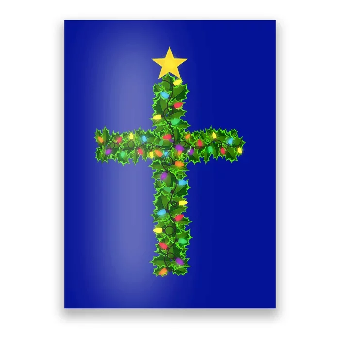 Christmas Tree Holly Cross Poster