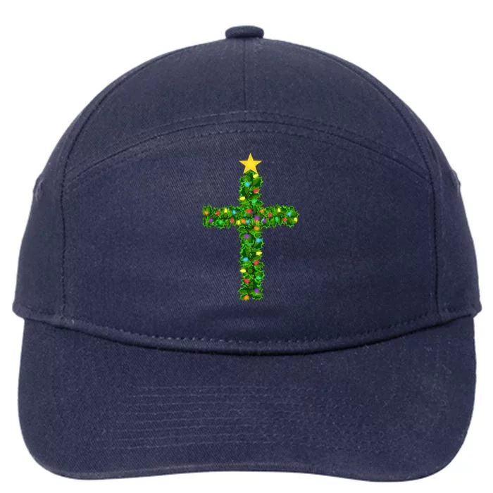 Christmas Tree Holly Cross 7-Panel Snapback Hat