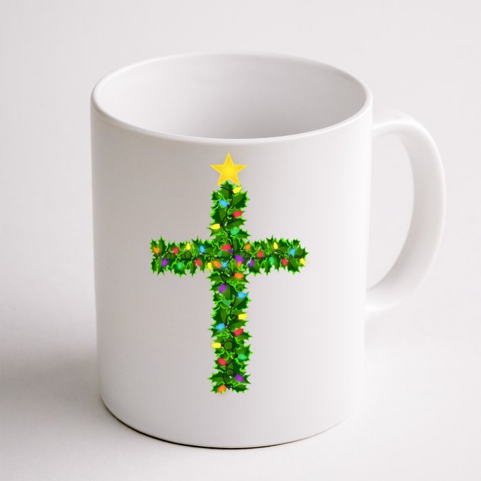 Christmas Tree Holly Cross Front & Back Coffee Mug