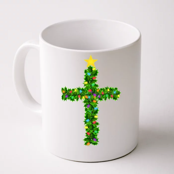 Christmas Tree Holly Cross Front & Back Coffee Mug