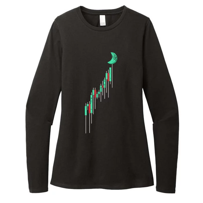 Crypto Trading Hodl Vintage Stock Chart To The Moon Womens CVC Long Sleeve Shirt