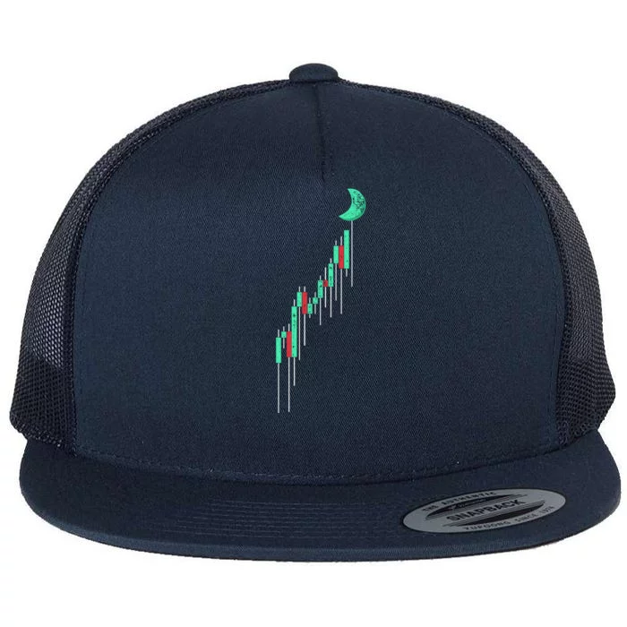 Crypto Trading Hodl Vintage Stock Chart To The Moon Flat Bill Trucker Hat