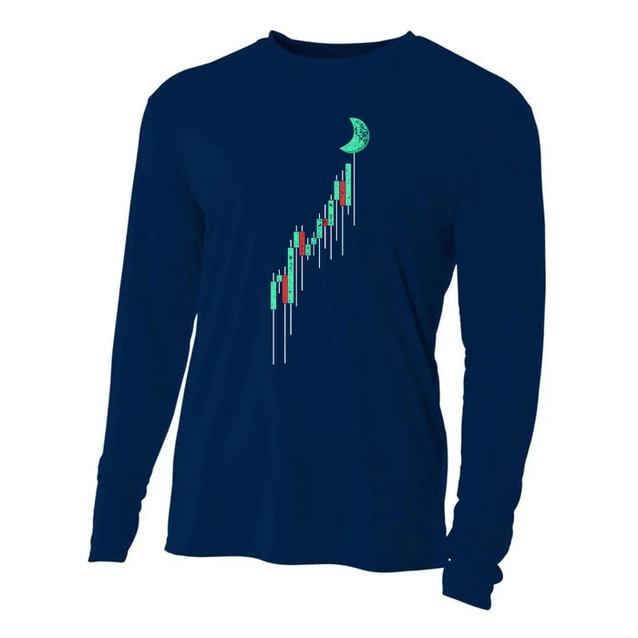 Crypto Trading Hodl Vintage Stock Chart To The Moon Cooling Performance Long Sleeve Crew