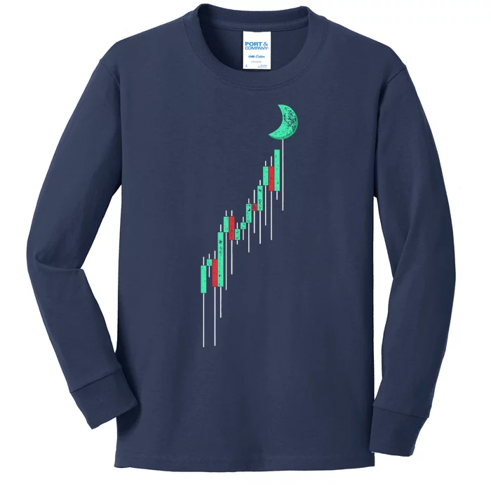 Crypto Trading Hodl Vintage Stock Chart To The Moon Kids Long Sleeve Shirt