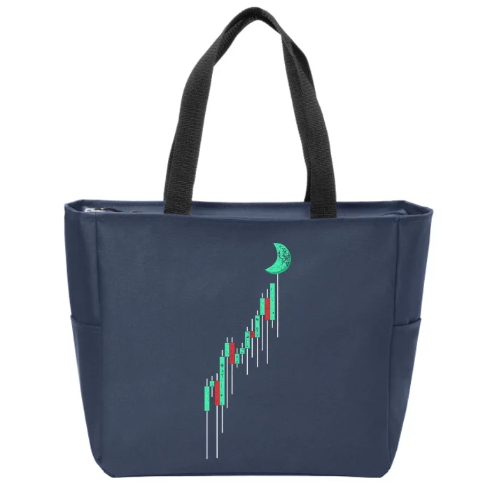 Crypto Trading Hodl Vintage Stock Chart To The Moon Zip Tote Bag