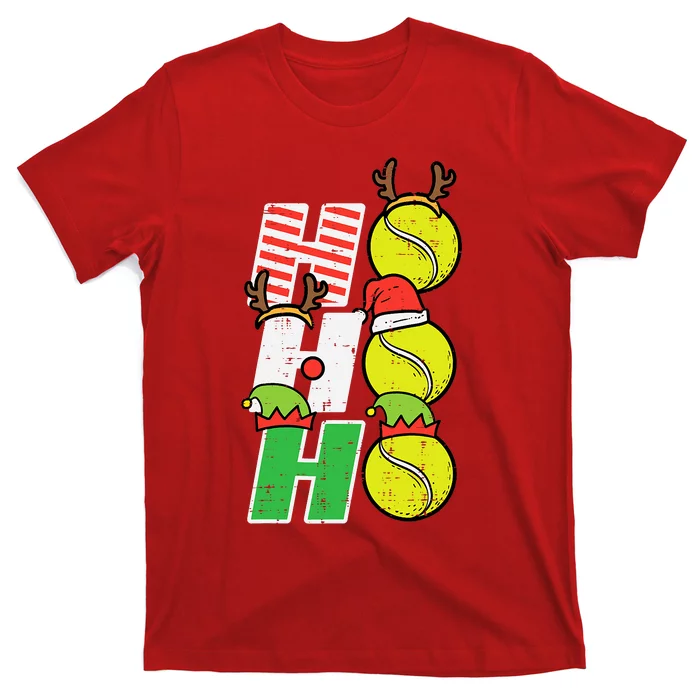 Christmas Tennis Ho Ho Ho Funny Xmas Sports T-Shirt