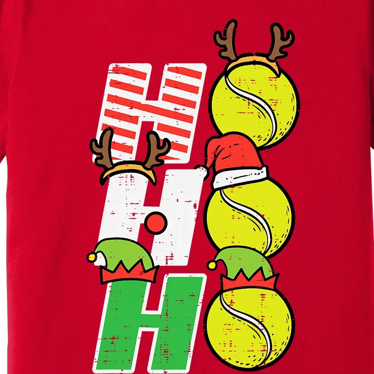 Christmas Tennis Ho Ho Ho Funny Xmas Sports Premium T-Shirt