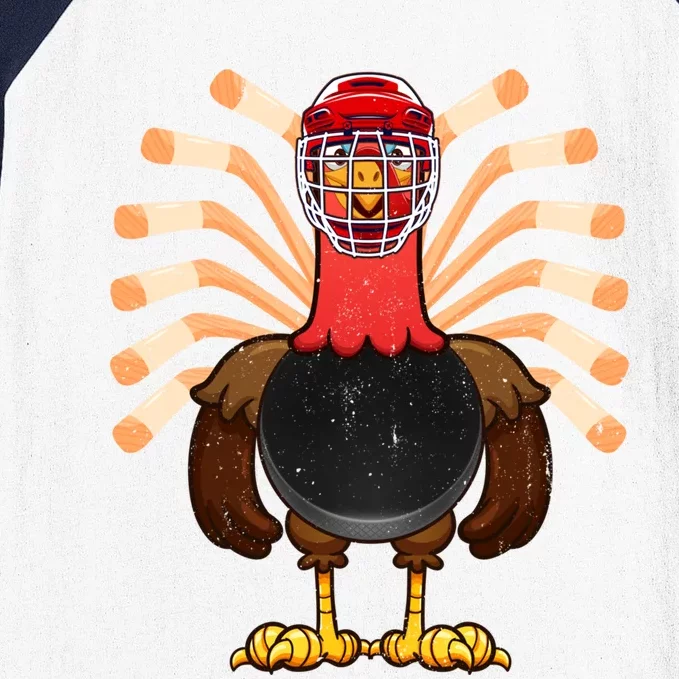 Cool Thanksgiving Hockey Gobble Player Turkey Thankful Gift Baseball Sleeve Shirt