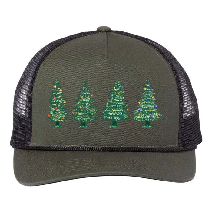 Christmas Trees Holiday Season Retro Rope Trucker Hat Cap