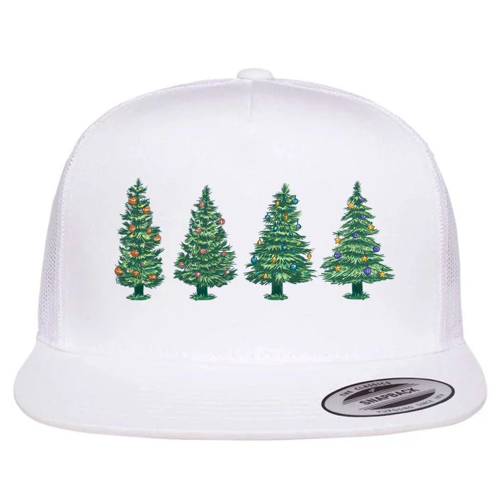 Christmas Trees Holiday Season Flat Bill Trucker Hat