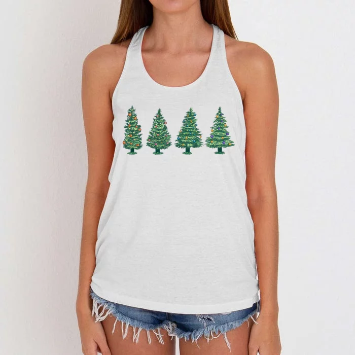 Christmas Trees Holiday Season Women's Knotted Racerback Tank