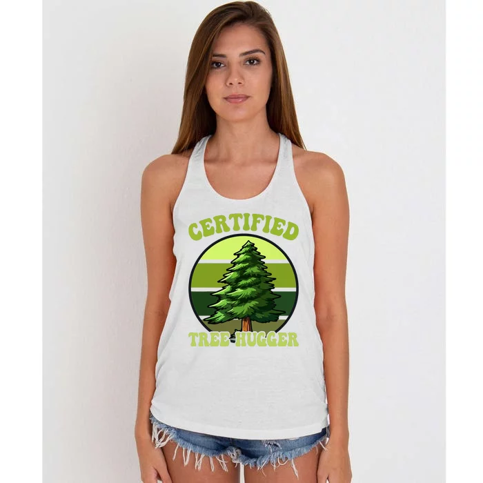 Certified Tree Hugger Environmentalist Tree Hugging Women's Knotted Racerback Tank