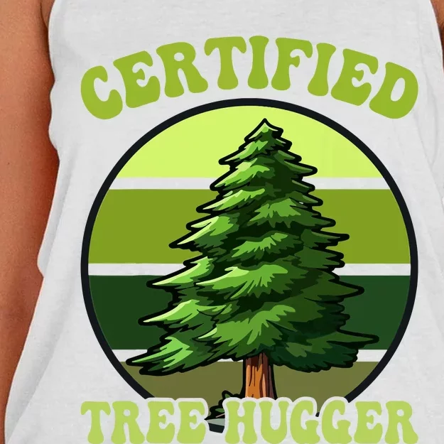 Certified Tree Hugger Environmentalist Tree Hugging Women's Knotted Racerback Tank