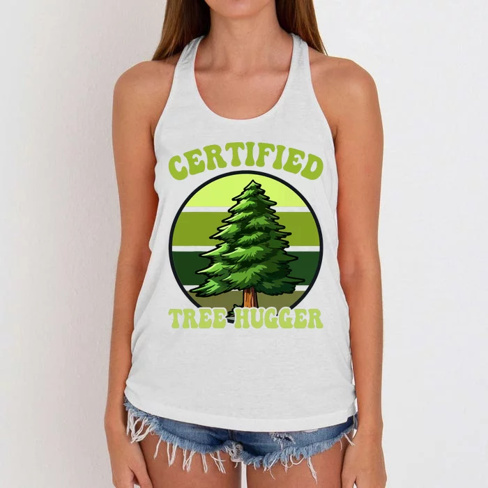 Certified Tree Hugger Environmentalist Tree Hugging Women's Knotted Racerback Tank