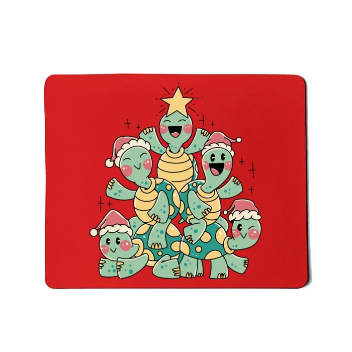 Christmas Turtles Holiday Tree Mousepad