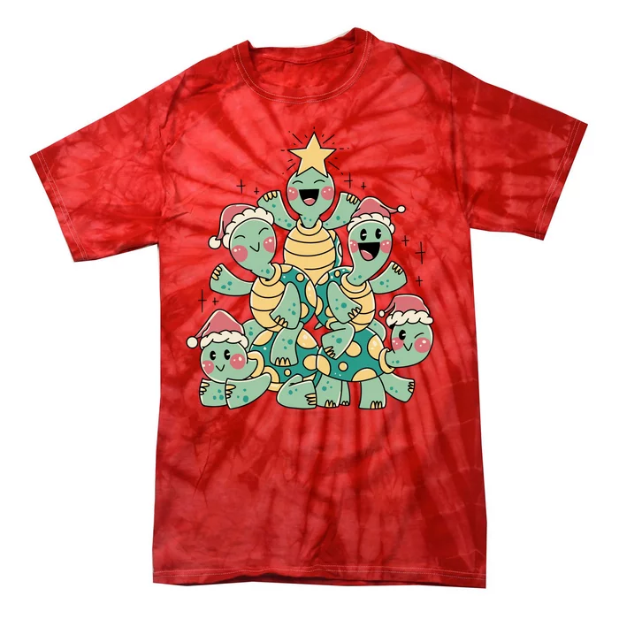 Christmas Turtles Holiday Tree Tie-Dye T-Shirt