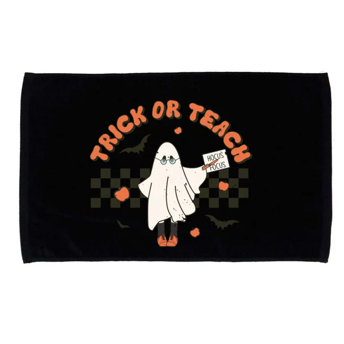 Cute Teacher Halloween Groovy Ghost Halloween Trick Or Teach Cool Gift Microfiber Hand Towel