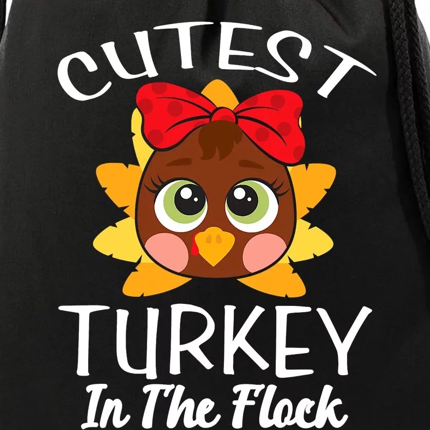 Cutest Turkey In The Flock Thanksgiving Drawstring Bag