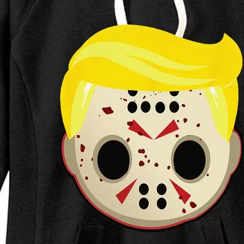 Cute Trump In Hockey Mask Funny Halloween Horror Women's Fleece Hoodie