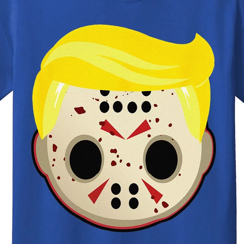 Cute Trump In Hockey Mask Funny Halloween Horror Kids T-Shirt