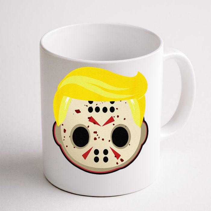 Cute Trump In Hockey Mask Funny Halloween Horror Front & Back Coffee Mug