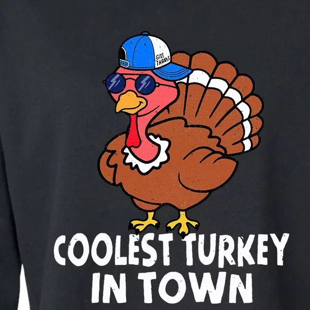 Coolest Turkey In Town Funny Turkey Thanksgiving Cropped Pullover Crew