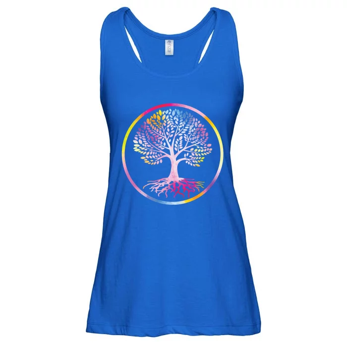 Colorful Tree Inspiration Yoga Graphic Gift Ladies Essential Flowy Tank