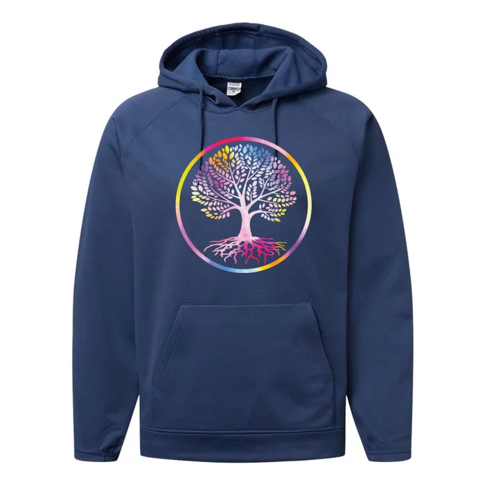 Colorful Tree Inspiration Yoga Graphic Gift Performance Fleece Hoodie