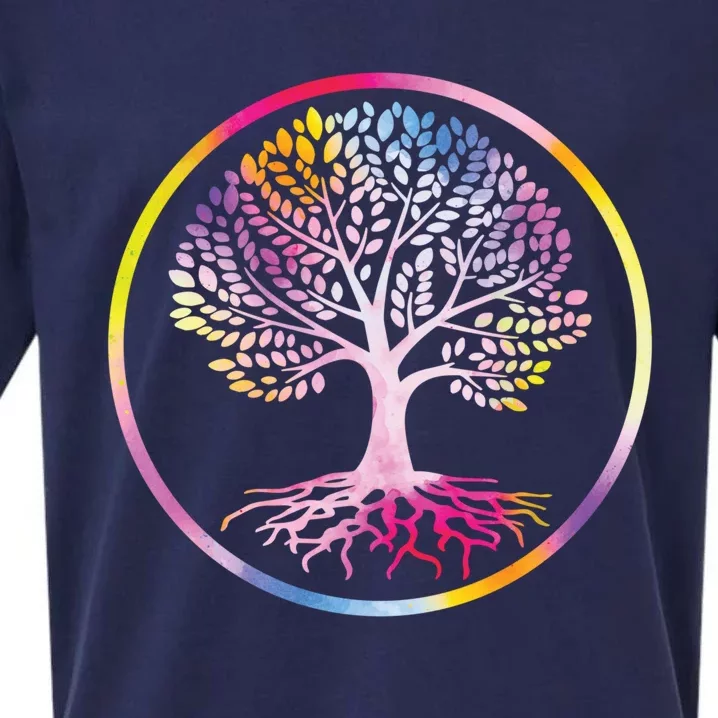 Colorful Tree Inspiration Yoga Graphic Gift Sueded Cloud Jersey T-Shirt