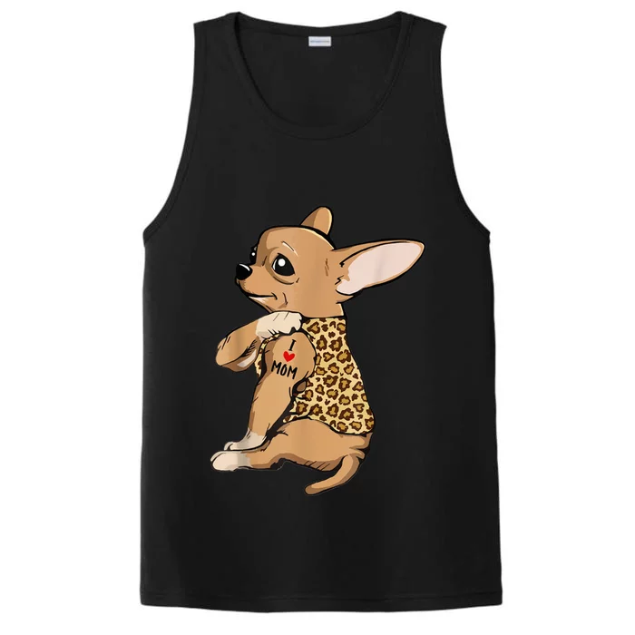 Chihuahua Tattoo I Love Mom Performance Tank