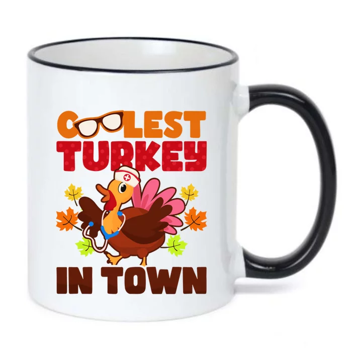 Coolest Turkey In Town Design Thanksgiving Nurse Meaningful Gift Black Color Changing Mug