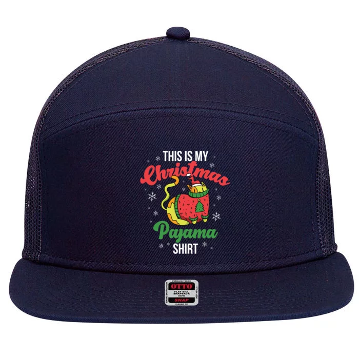 Cat This Is My Christmas Pajama Cool Gift 7 Panel Mesh Trucker Snapback Hat