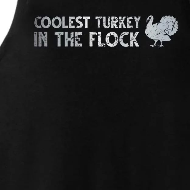 Coolest Turkey In The Fluck Thanksgiving Funny Turkey Fall Ladies Tri-Blend Wicking Tank