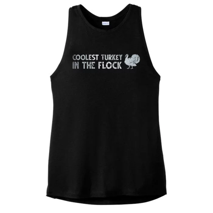 Coolest Turkey In The Fluck Thanksgiving Funny Turkey Fall Ladies Tri-Blend Wicking Tank