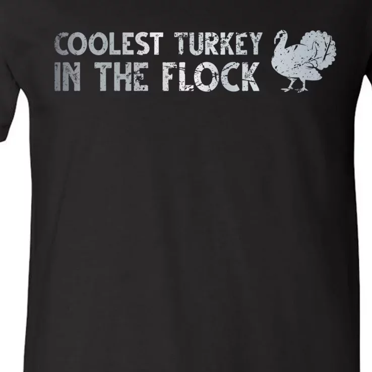 Coolest Turkey In The Fluck Thanksgiving Funny Turkey Fall V-Neck T-Shirt