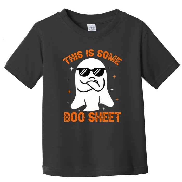 Cue This Is Some Boo Sheet Ghost Retro Halloween Costume Gift Toddler T-Shirt