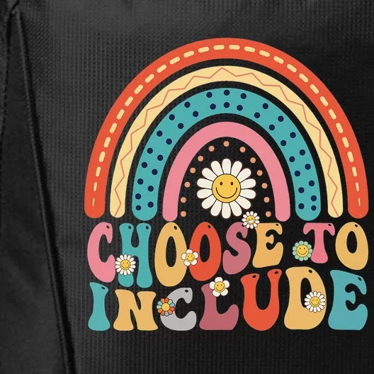 Choose To Include For Autism Teacher Groovy Retro Rainbow City Backpack