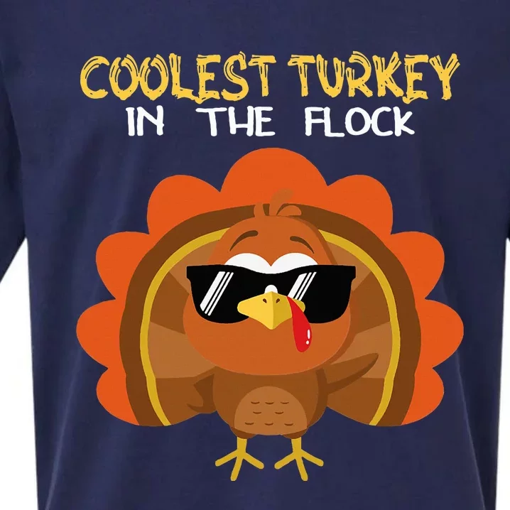 Coolest Turkey In The Flock In Town Happy Thanksgiving Day Sueded Cloud Jersey T-Shirt